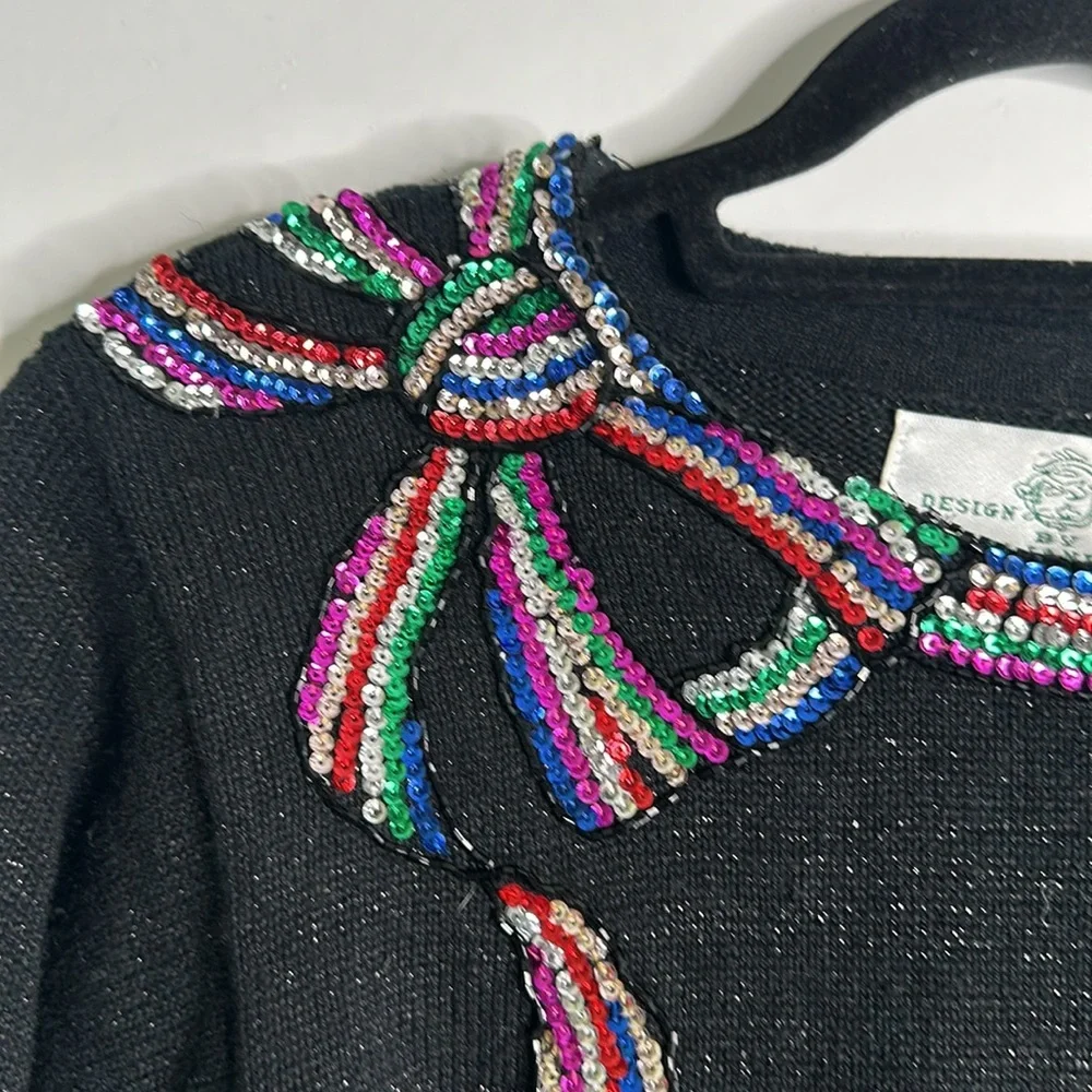 Design options Philip& Jane Gordon black sweater multi sequins vintage size xL